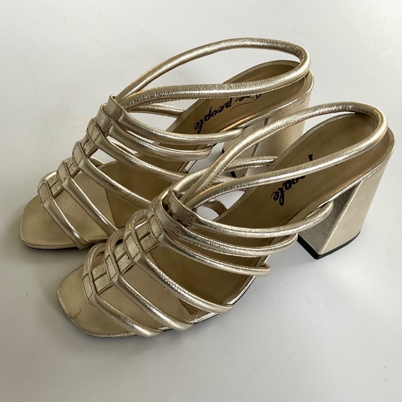 FREE PEOPLE Colette Cinched Heels Sandals Champagne Size EU 40 - Picture 6 of 13